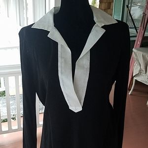 Long sleeve linen, silk, and rayon viscose blouse